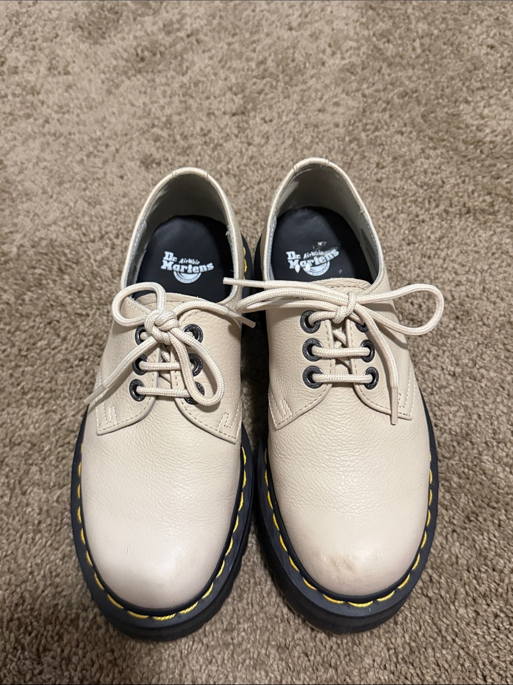 Dr. Martens Cream 3-Eye Oxford Platform Shoes